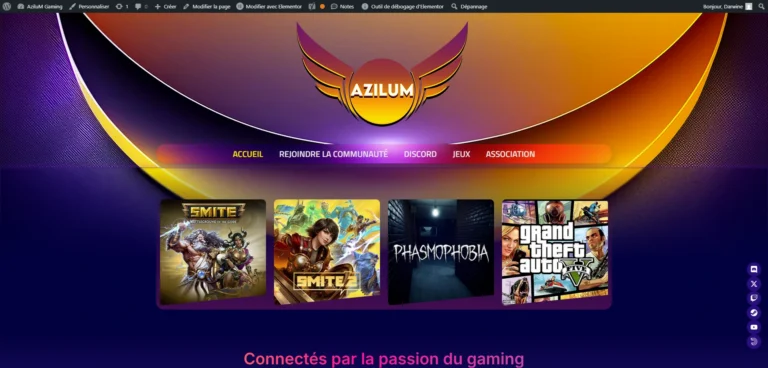 Refonte du site AziluM Gaming avec design moderne et accès Discord libre