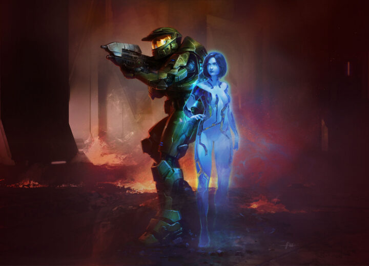 Key art de Halo: Campaign Evolved montrant le Master Chief sur le ring