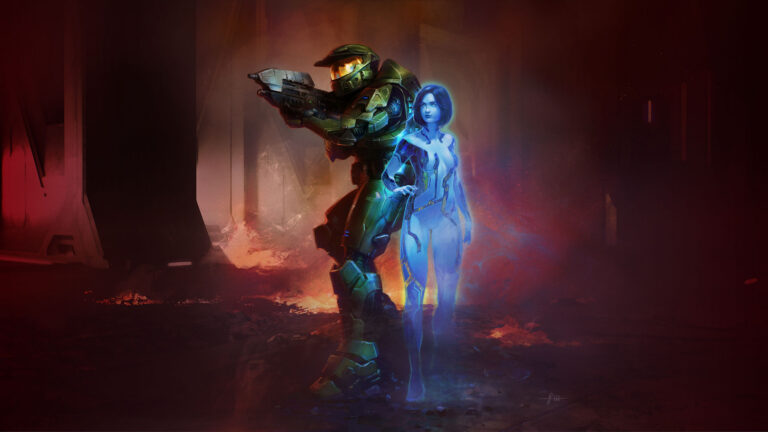 Key art de Halo: Campaign Evolved montrant le Master Chief sur le ring