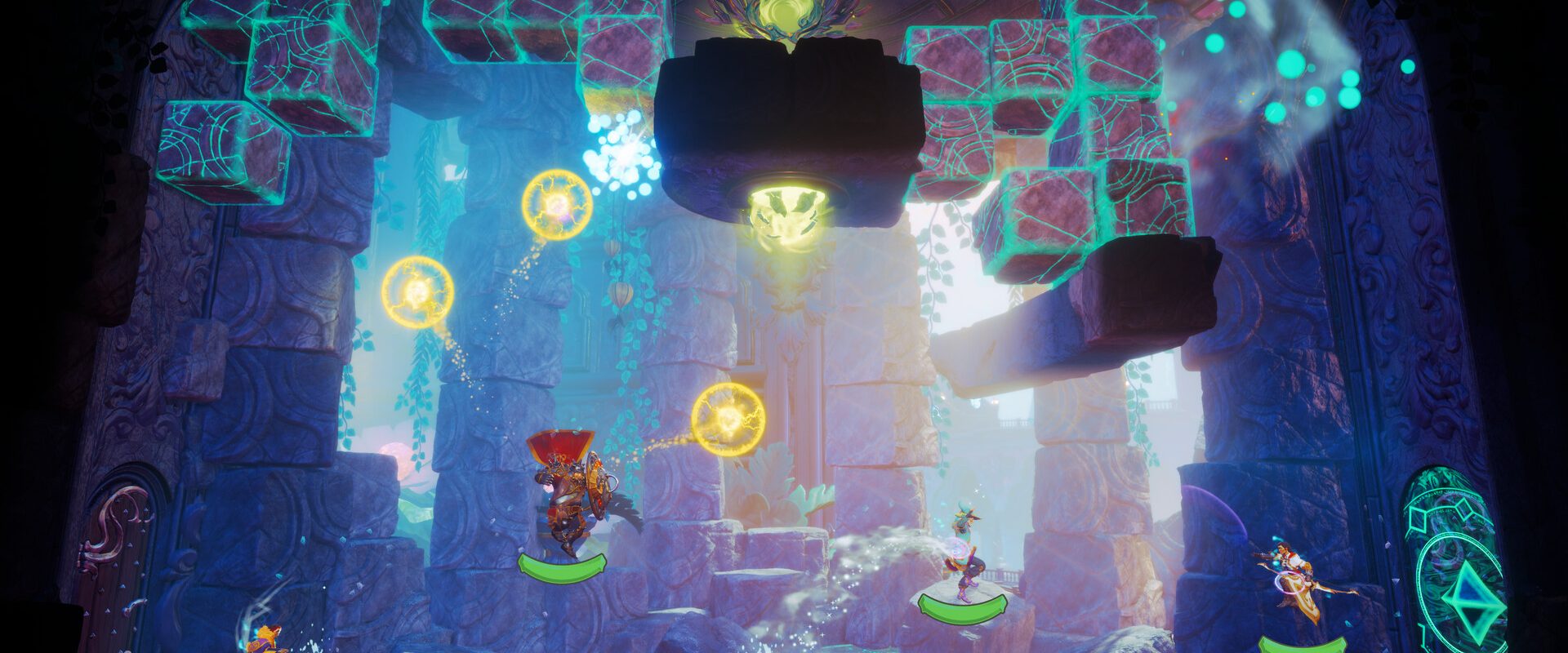 Les héros de Trine 6: Together in Time dans un décor fantastique